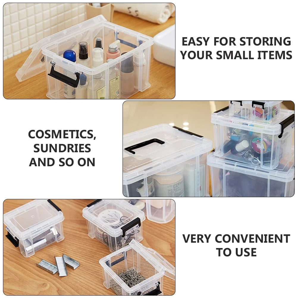 4Pcs Multi-functional Toy Storage Box Plastic Sundries Organizer with Lid Handles 8.5x6.5x5.0cm – Secure Lid Design with Functional, Easy-Use Details
