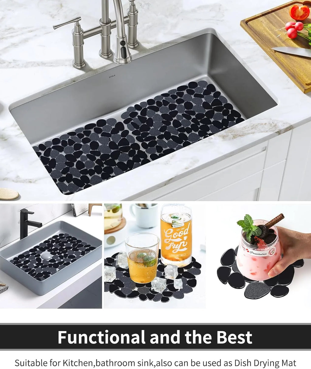 Bligli Pebble Sink Mat 2-Pack - PVC Kitchen Protector for Stainless Steel/Ceramic Dish Drying Mat for Dishes 15.7" x 11.8" Black – Durable Stainless Steel Construction with Functional, Easy-Use Details