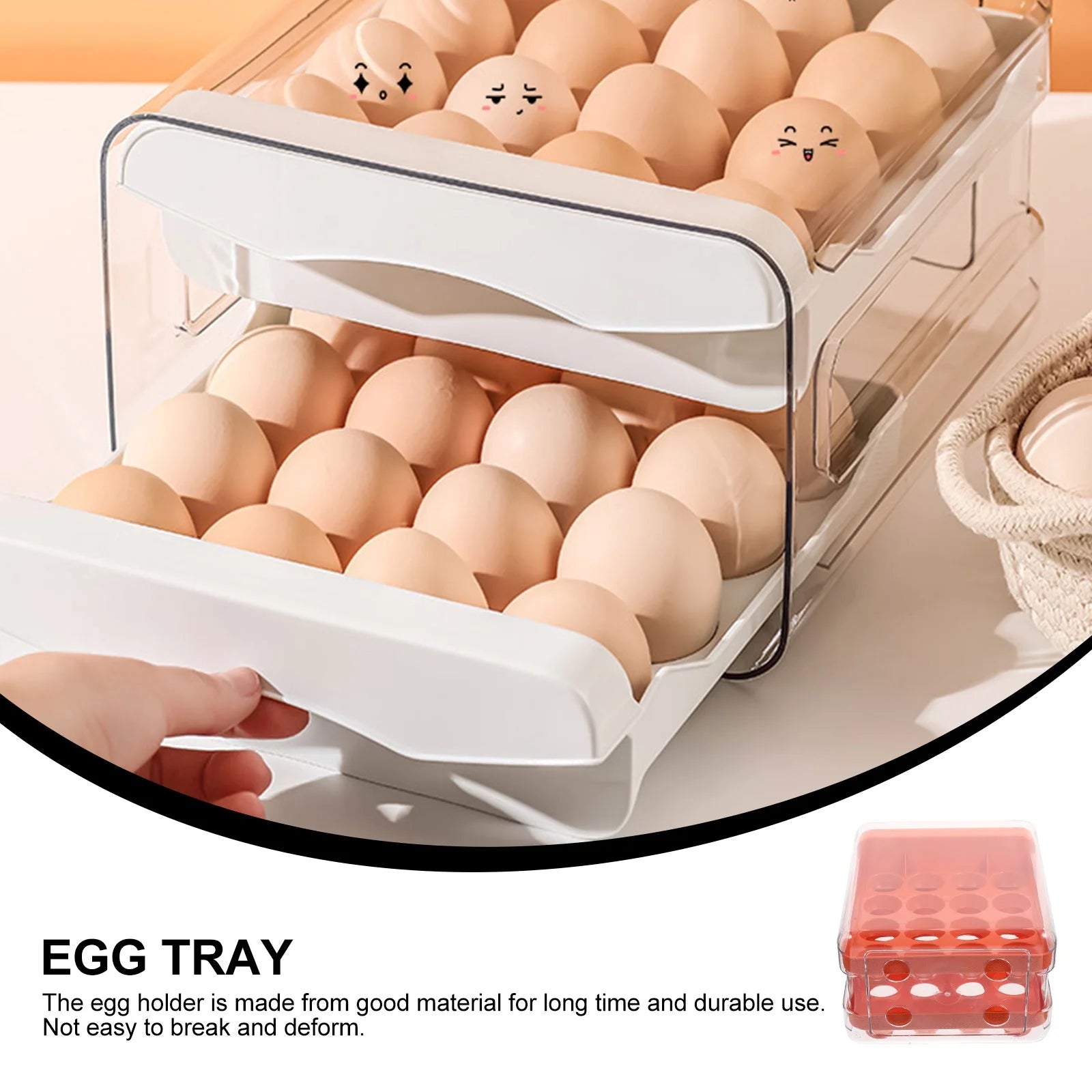 Holder Decor Egg Storage Box Egg Storage Shelf 21.5x22.5x14cm Orange – Practical Home Organization with Functional, Easy-Use Details