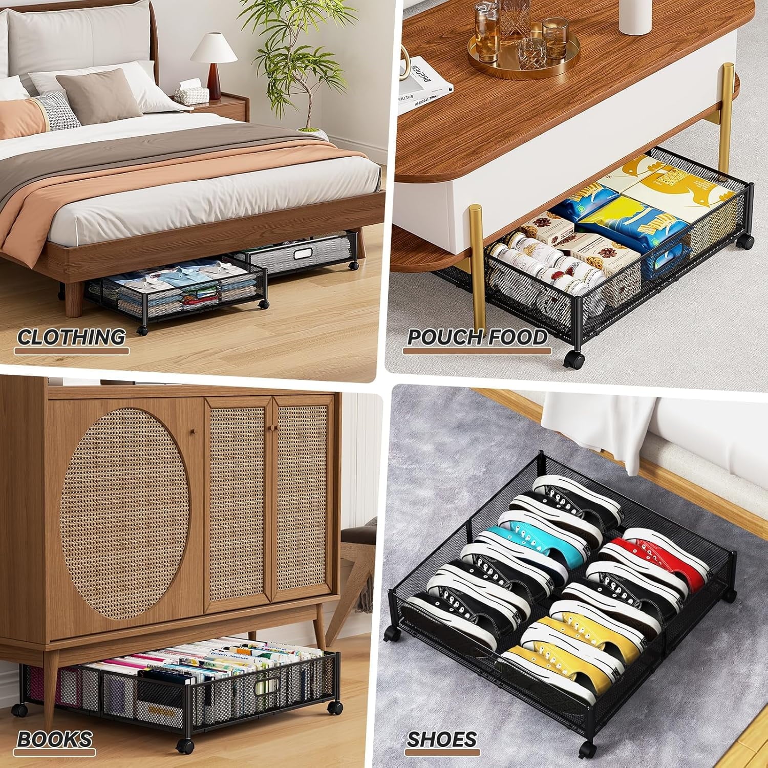 Under Bed Storage Containers with Wheels - Shoe Storage Organizer Drawer Tool-free Assembly Metal Underbed Storage for Bedroom Clothes Shoes Blankets - 2Pack – Everyday Household Format with Functional, Easy-Use Details