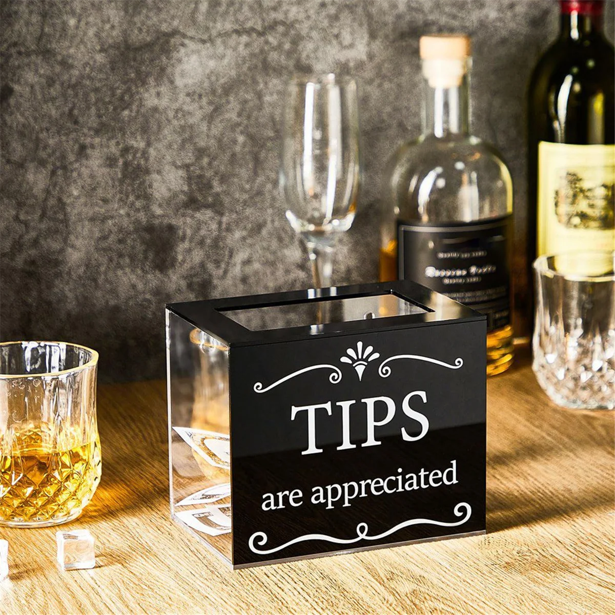Tip Jars for Money Acrylic Cash Box Donation Bucket 6x4x5 Inch Storage Container Suggestion Raffle – Practical Home Organization with Functional, Easy-Use Details