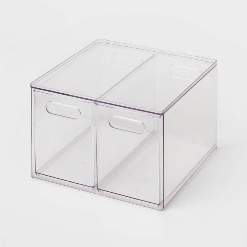 All Purpose 2 Drawer Storage ClearAcrylic Utility Bins,1352 Volume,H 12.6D 12.2 – Practical Home Organization with Functional, Easy-Use Details