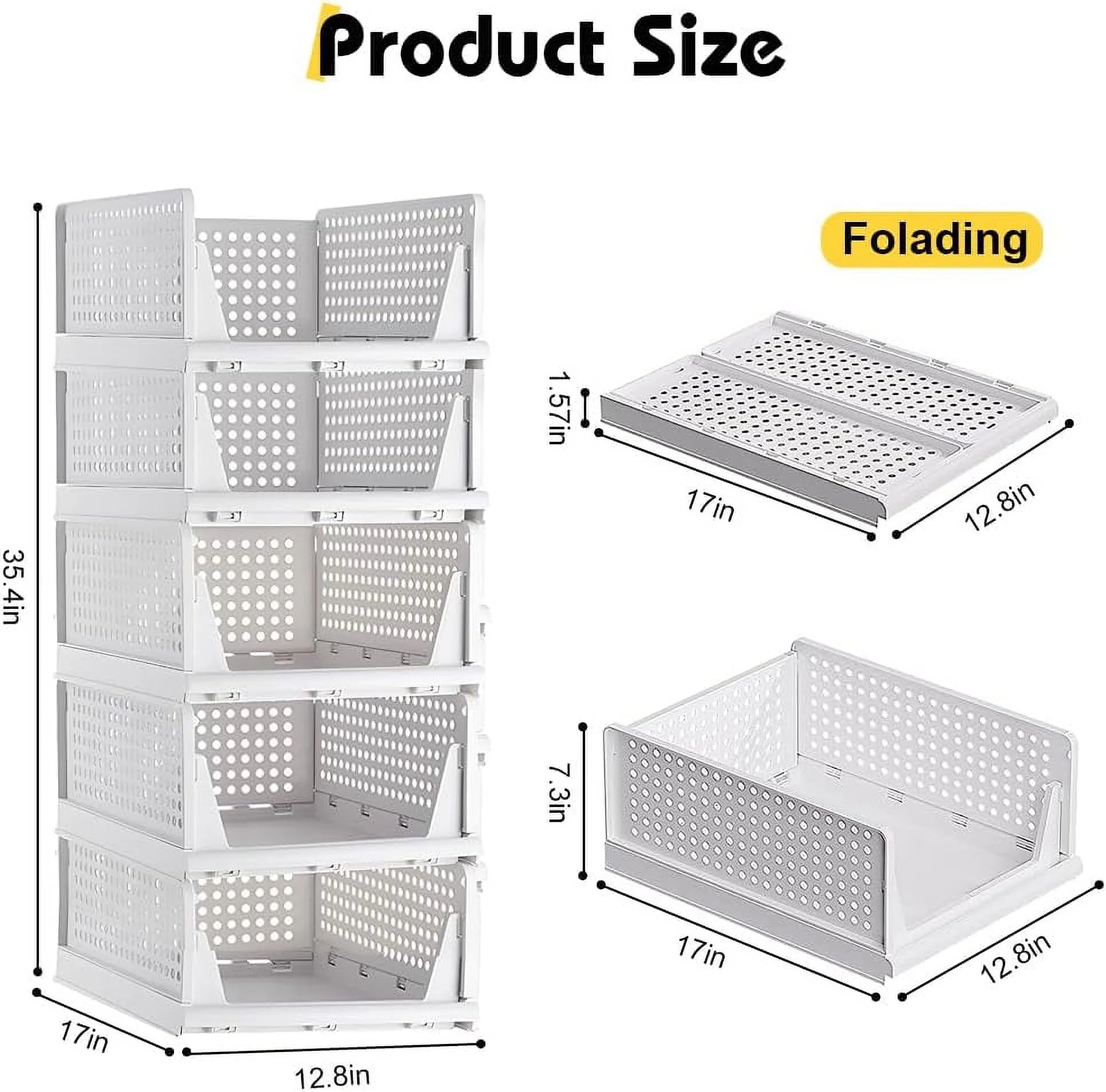 5 Pack Stackable Closet Storage Box,Closet Shelf Organizer and Storage Plastic Drawer Storage,Wardrobe Organizer Closet Organizers Storage Box for Cupboard Kitchen Office(5L) – Stackable Organization with Functional, Easy-Use Details