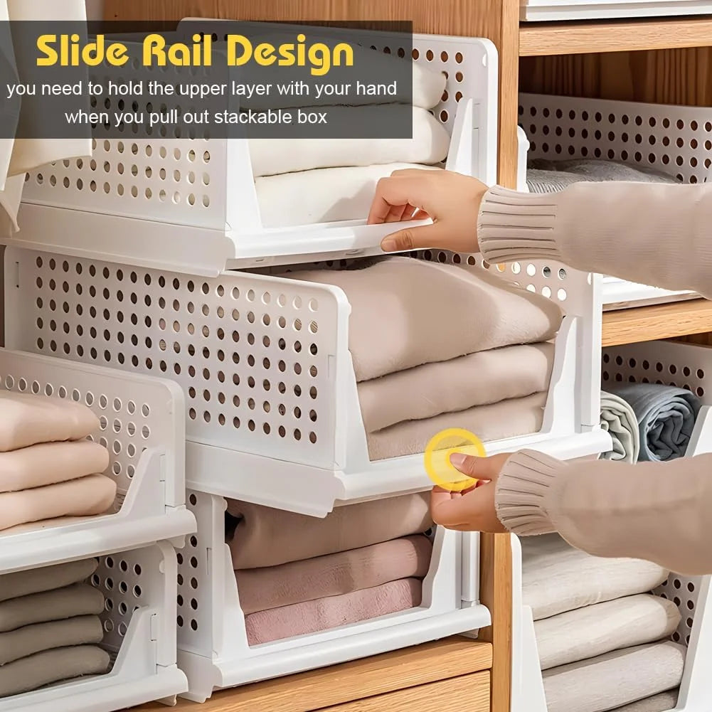 5 Pack Stackable Closet Storage Box,Closet Shelf Organizer and Storage Plastic Drawer Storage,Wardrobe Organizer Closet Organizers Storage Box for Cupboard Kitchen Office(5L) – Stackable Organization with Functional, Easy-Use Details
