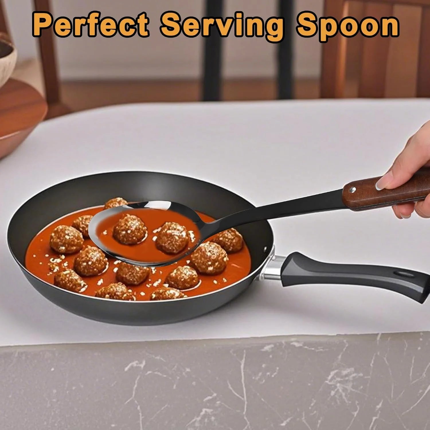 Stainless Steel Cooking Utensils Set Mirror Polished 6 Pieces Kitchen Utensils Set Kitchen Tools Set With Wooden Handle Non-Stick Heat Resistant,Dishwasher Suitable Easy to Clean – Convenient Carry Handles with Functional, Easy-Use Details