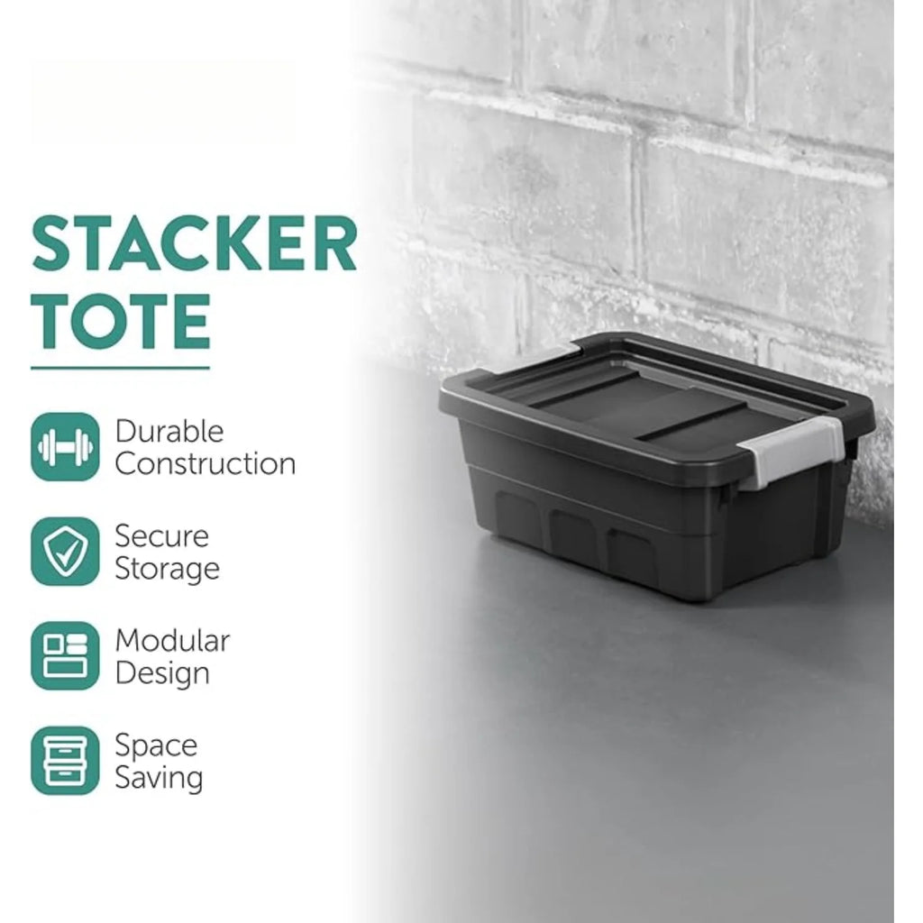 6-Pack Plastic Storage Bins with Lids Stackable Containers 4 Gallon Black – Stackable Organization with Functional, Easy-Use Details
