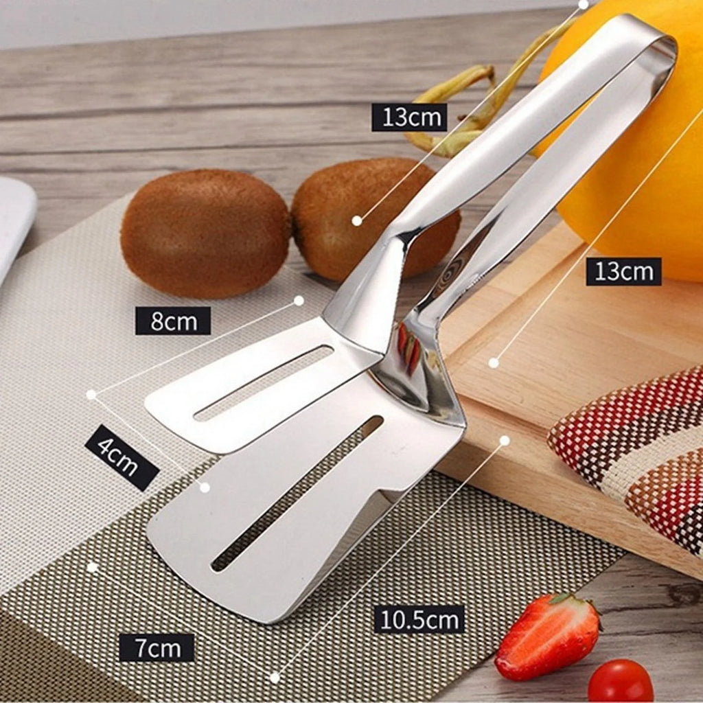 Stainless Steel Double-Sided Shovel Clip Stainless Steel Spatula Kitchen Tongs,Grill Clamp Flipping Spat – Durable Stainless Steel Construction with Functional, Easy-Use Details
