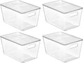 Clear Stackable Storage Bins with Lids Large Plastic Containers with Handle for Pantry Organizer and Storage,Suitable for Bathroom,Cabinet,Kitchen,Fridge,Closet Organization – Stackable Organization with Functional, Easy-Use Details