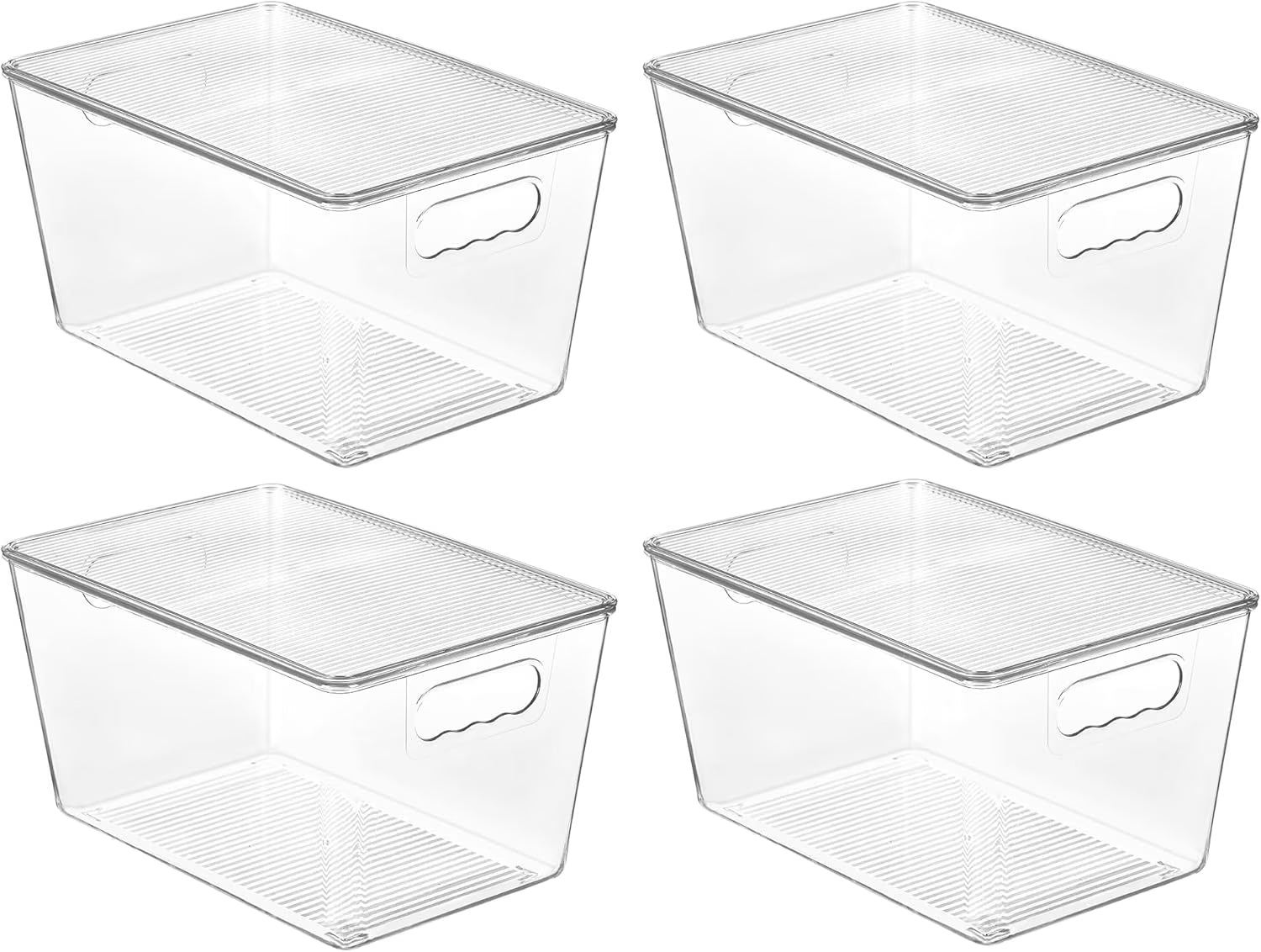 Clear Stackable Storage Bins with Lids Large Plastic Containers with Handle for Pantry Organizer and Storage,Suitable for Bathroom,Cabinet,Kitchen,Fridge,Closet Organization – Stackable Organization with Functional, Easy-Use Details