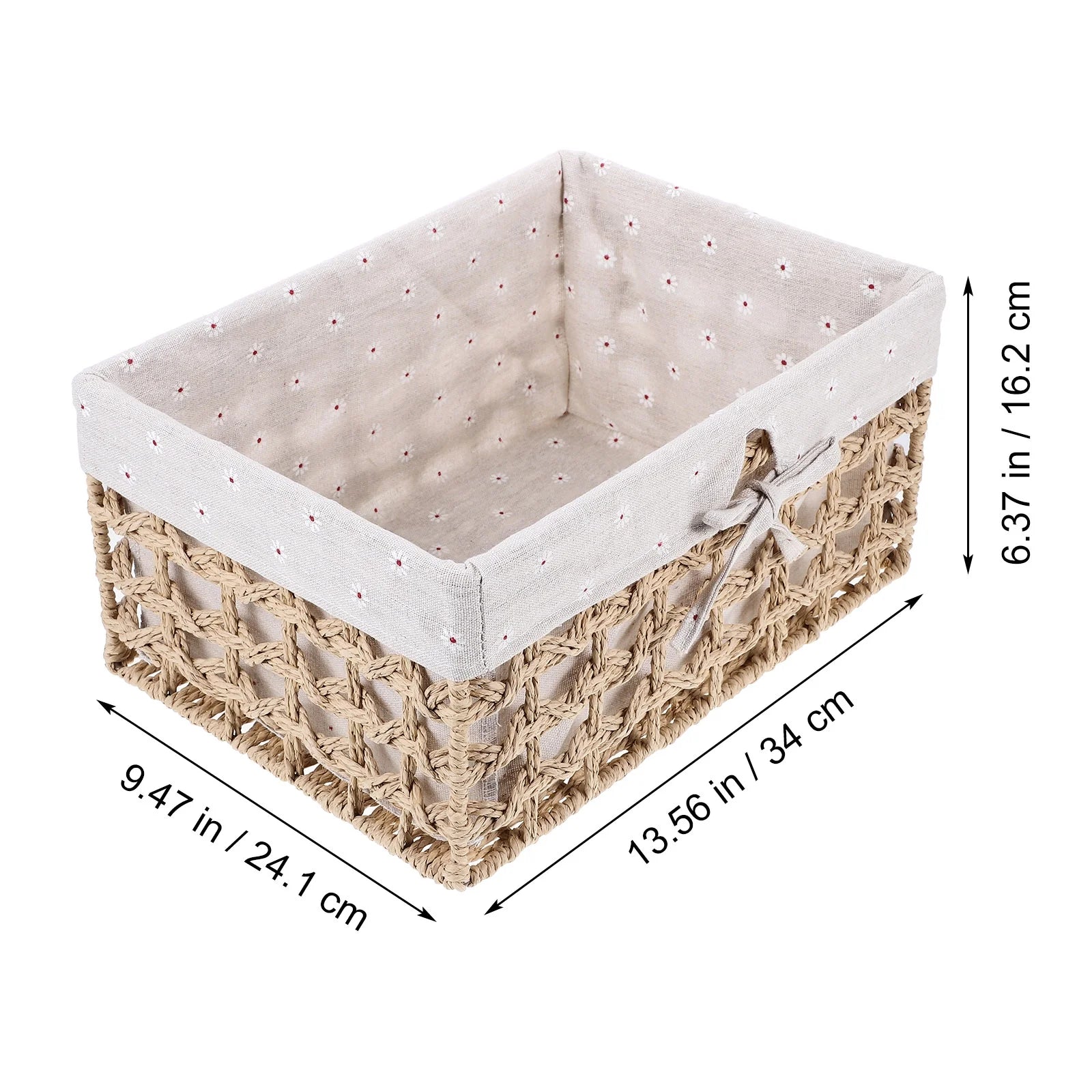 Rustic Storage Bins Grass Basket Cube Boxes with Lids Fabric Toy Sundries – Everyday Household Format with Functional, Easy-Use Details