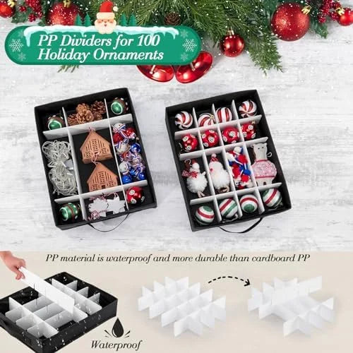 Christmas Ornament Storage Containers -Holds Up to 100 Holiday Ornaments with 5 Removable Trays Large Storage Box with Clear Covered Top & Sturdy Handles – Clear-View Organization with Functional, Easy-Use Details
