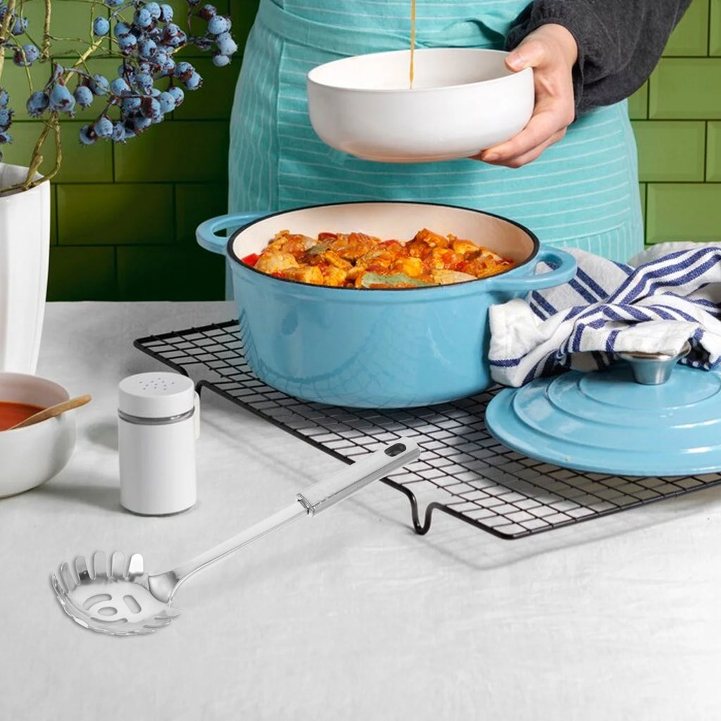 Stainless Steel Pasta Server 1 Set Spaghetti Spoon Noodle Claw Pasta Fork Metal Pasta Spoon Heat Resistant for Cooking – Durable Stainless Steel Construction with Functional, Easy-Use Details