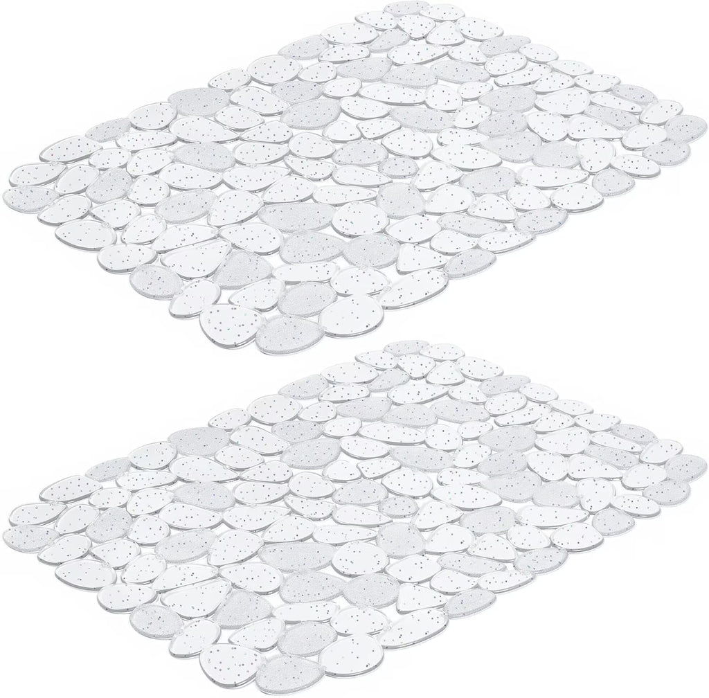 Bligli Pebble Sink Mat 2-Pack - PVC Kitchen Protector for Stainless Steel/Ceramic Dish Drying Mat for Dishes 15.7" x 11.8" Bling Clear – Clear-View Organization with Functional, Easy-Use Details