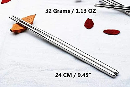 Stainless Steel Chopsticks Metal Reusable Dining Chopsticks 10 Pairs$$Home Decor Kitchen & Other – Durable Stainless Steel Construction with Functional, Easy-Use Details