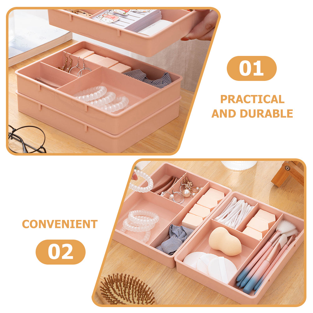 4 Pcs Office Storage Bins Drawers Four Grid Box Four-grid Compartment Case – Compartmented Organization with Functional, Easy-Use Details