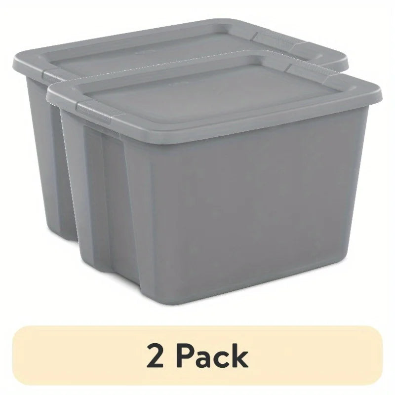 2-Pack 18 Gallon Heavy-Duty Plastic Storage Bins with Snap-On Lids - Durable Stackable Gray Organizers for Home Garage Pantry & Office - Space-Saving Rectangular Design with Reinforced Handles – Stackable Organization with Functional, Easy-Use Details