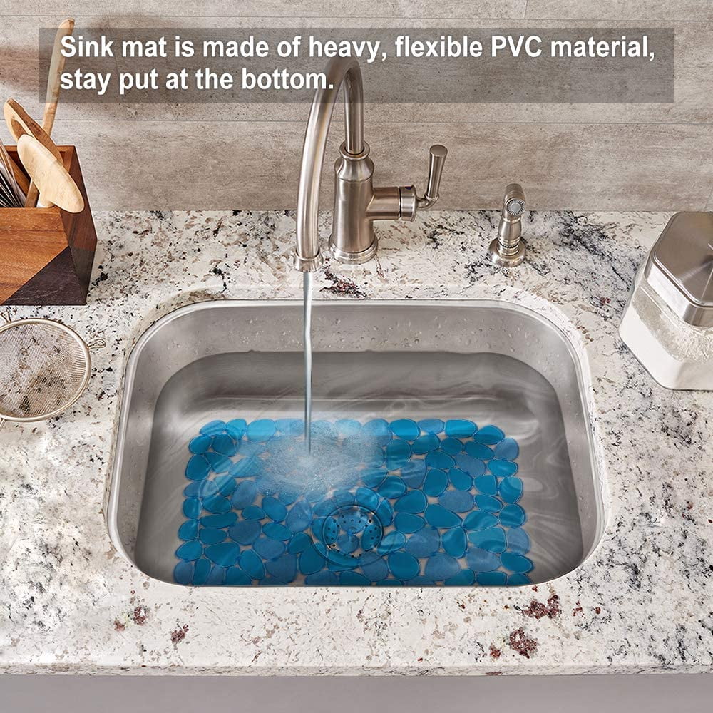 Bligli Pebble Sink Mat 2-Pack - PVC Kitchen Protector for Stainless Steel/Ceramic Dish Drying Mat for Dishes 15.7" x 11.8" Blue – Durable Stainless Steel Construction with Functional, Easy-Use Details