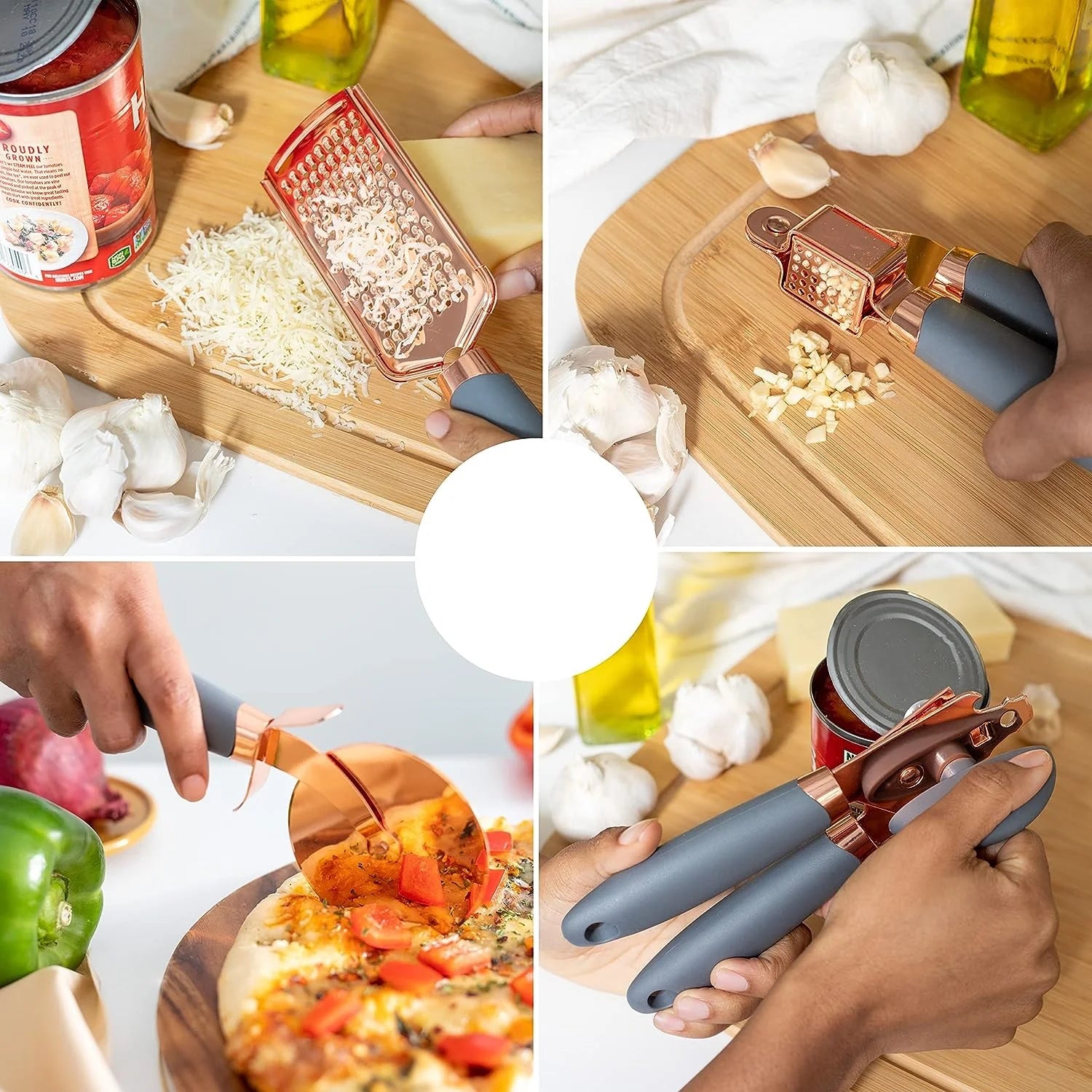 7-Piece Kitchen Gadget Set Copper Coated Stainless Steel Tableware with Soft Touch Handle – Convenient Carry Handles with Functional, Easy-Use Details