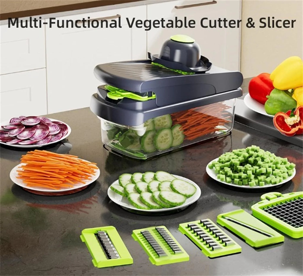 14Pcs Multi-Functional Vegetable Cutter & Slicer Trendgolden Food Chopper Stainless Steel Blades Kitchen Gadgets & Accessories (Pink) – Durable Stainless Steel Construction with Functional, Easy-Use Details