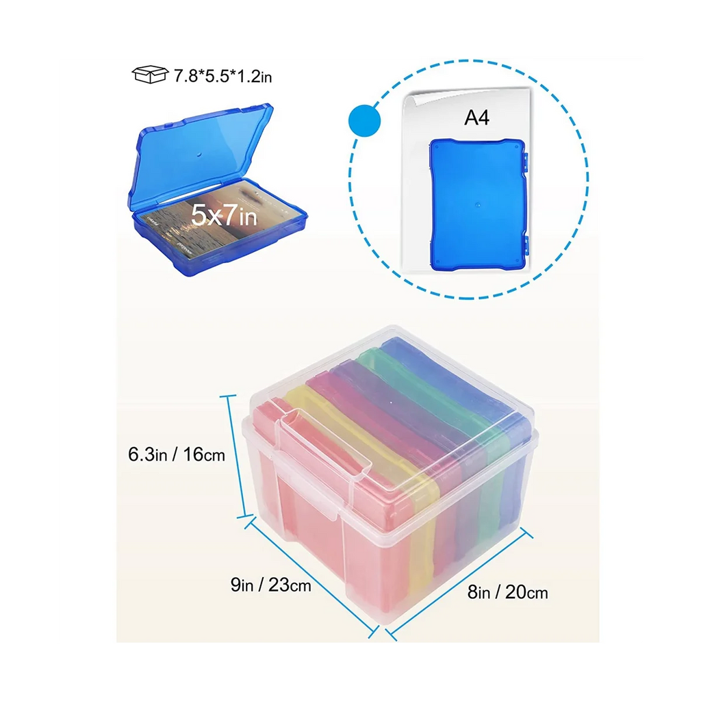 5X7 Inch Photo Storage Box Organizer Picture Containers Multicolor Plastic Craft Keeper Case – Practical Home Organization with Functional, Easy-Use Details