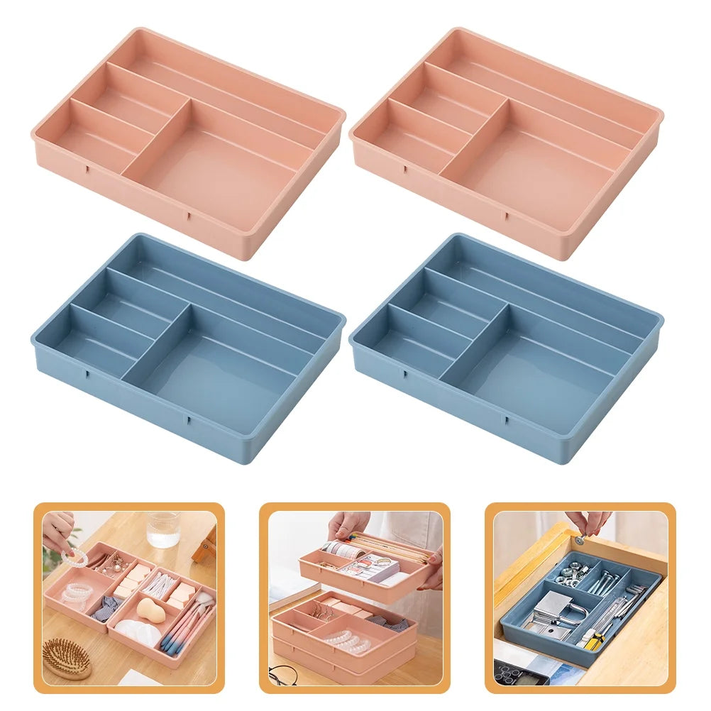 4 Pcs Office Storage Bins Drawers Four Grid Box Four-grid Compartment Case – Compartmented Organization with Functional, Easy-Use Details