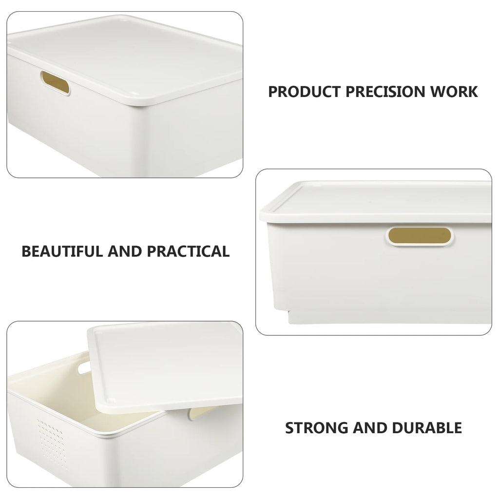Japanese Storage Box Kitchen Shelves Basket Containers with Lids White – Everyday Household Format with Functional, Easy-Use Details