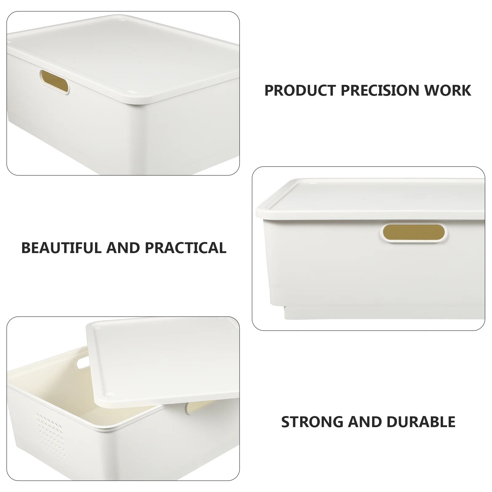 Japanese Storage Box Kitchen Shelves Basket Containers with Lids White – Multiroom Organization Format with Functional, Easy-Use Details
