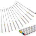 12PCS 9.5 Inch Color-Coded Stainless Steel Fondue Forks Cheese Fork Fruit with Heat-Blocking – Durable Stainless Steel Construction with Functional, Easy-Use Details