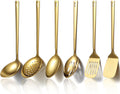 Gold Kitchen Utensils Set 6pcs Titanium Plating Stainless Steel Cooking Utensils Set Heavy Duty Kitchen Tools Spatulas Set Home Essentials Kitchen Gadgets Accessories – Durable Stainless Steel Construction with Functional, Easy-Use Details